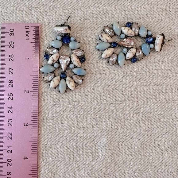 Boho Chic Set of 3 Statement Earrings Tortoise Shell Resin, Glass, Rhinestones - Picture 8 of 13